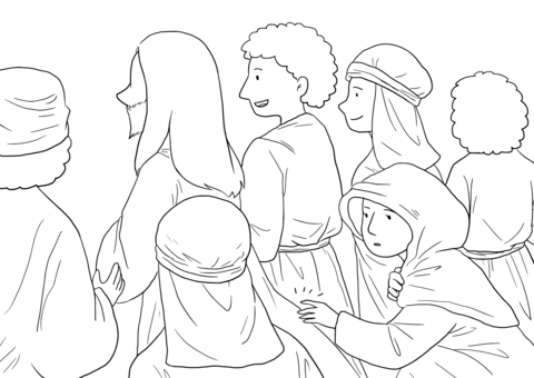 Mark 5 25 29 Jairus' Daughter & Bleeding Woman Coloring Page